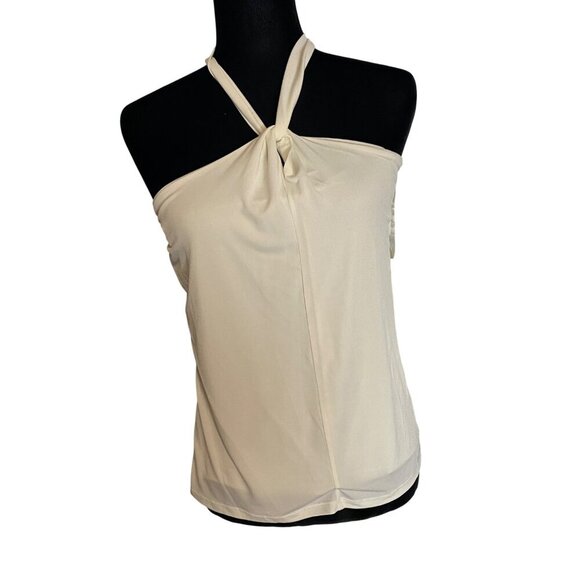 Ellen Tracy Womens Chalk White Halter Top Sleeveless Style Size M - Picture 6 of 16